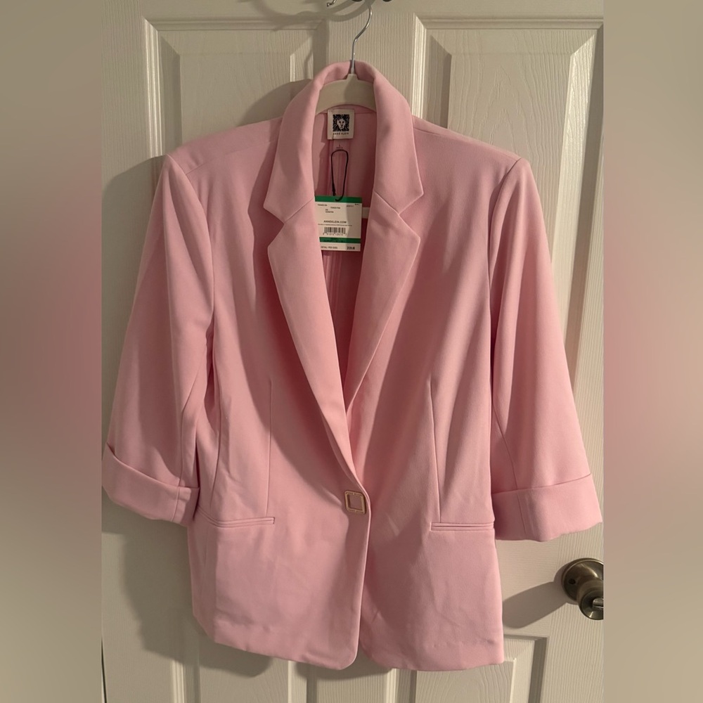 Anne Klein Light Pink Tailored Blazer with Single Button